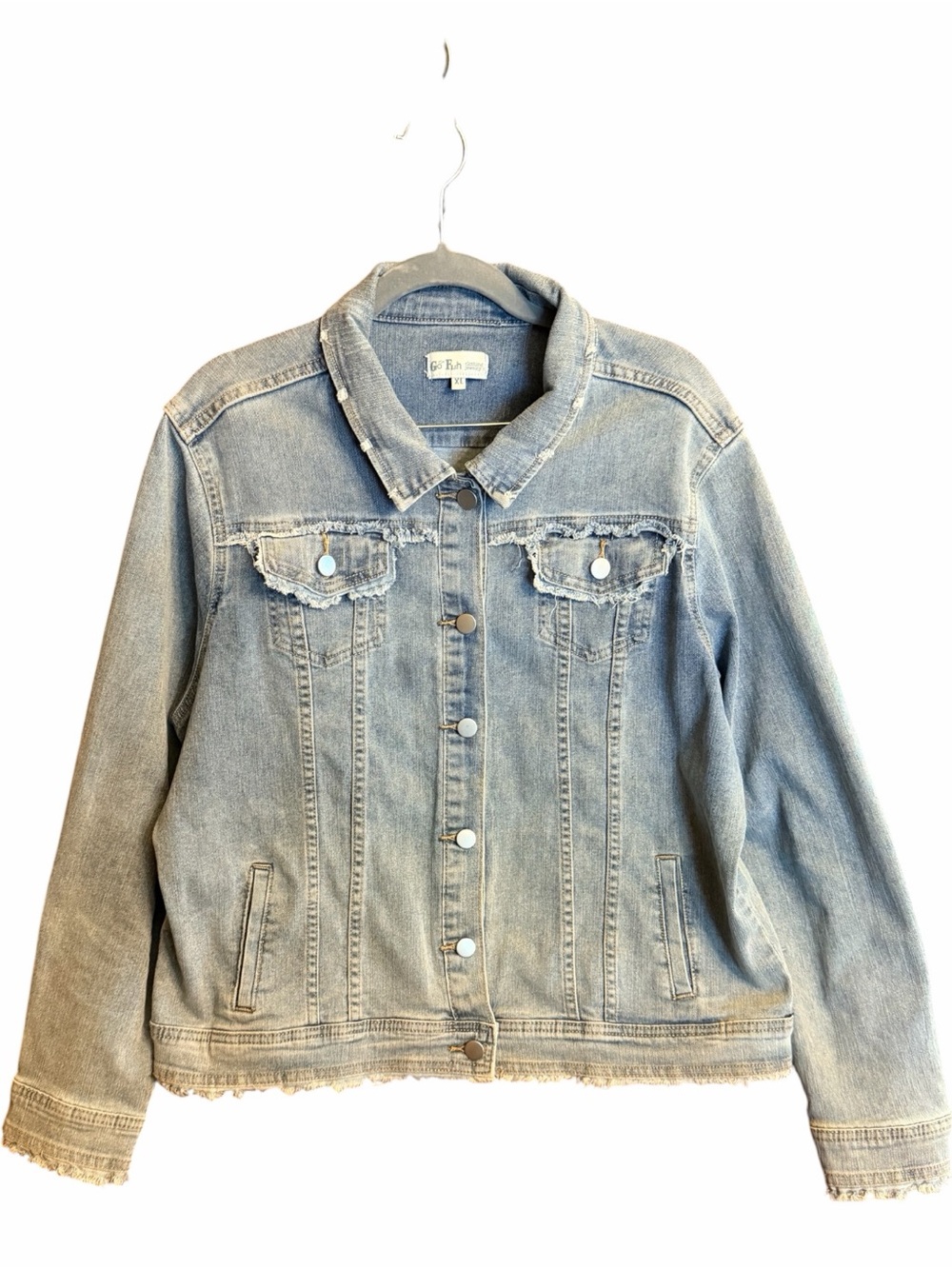 Go Fish Distressed Denim Jacket Size XL